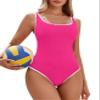 Blooming Jelly Womens One Piece Swimsuit Sporty Tummy Control Bathing Suit 2025 Ribbed Slimming Cute Flattering High Cut Swimwear (X-Large, Hot Pink) view 1