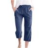 ABOUTYES Capris Pants for Women 2024 Summer Casual Stretch Cotton Linen Capri Pant Drawstring Cropped High Waisted Trousers view 1