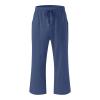 ABOUTYES Capris Pants for Women 2024 Summer Casual Stretch Cotton Linen Capri Pant Drawstring Cropped High Waisted Trousers view 3