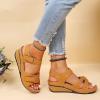 SACFOF Womens Sandals Wedge Platform Summer Ankle Strap Open Toe Wedge Dressy Sandals Comfortable Walking Low Sandals view 2