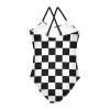 Black White Chessboard Girls One Piece Swimsuits Sport Halter Swimwear Beach Bathing Suit 5-6T view 2