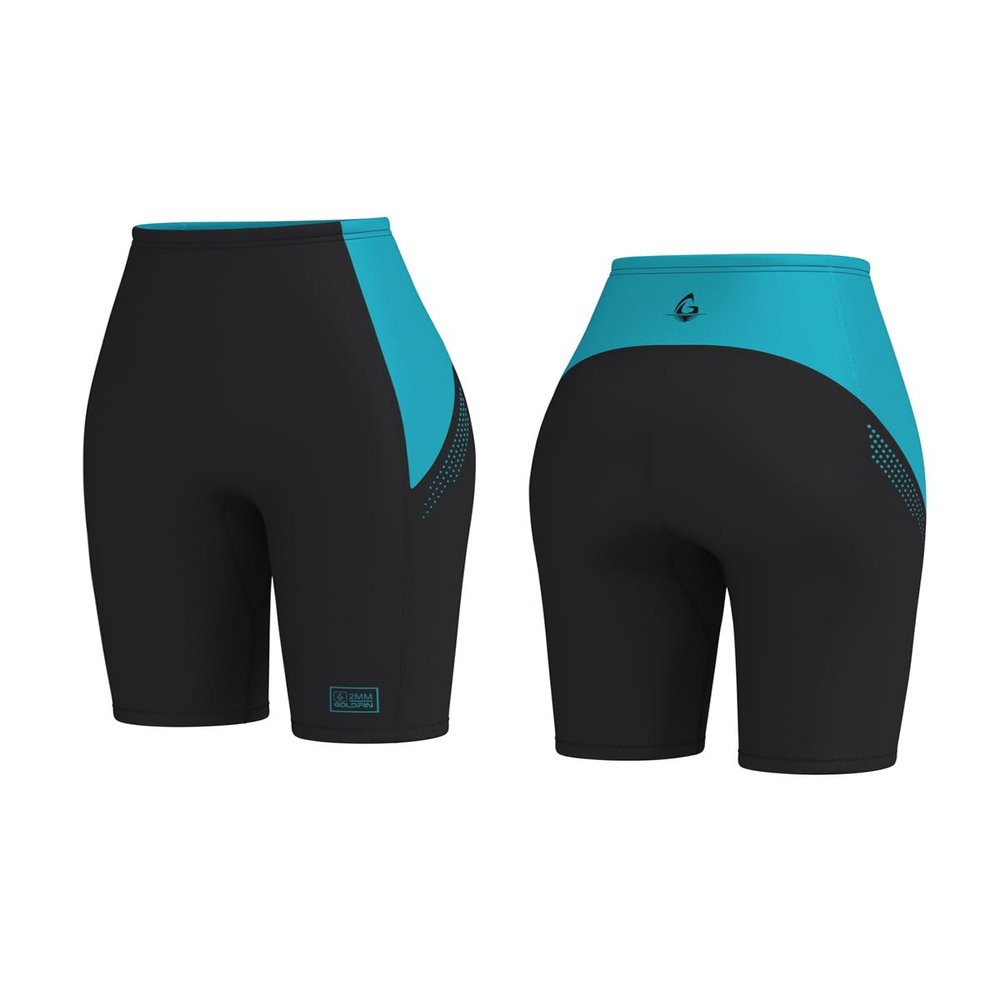 GoldFin Wetsuit Shorts Men Women, Mens Womens 2mm Wet Suits Neoprene Short for Water Sports Diving Surfing Swimming Snorkeling Kayaking, Black-Blue, 3XL