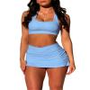 OZICERD Two Piece Tennis Skirt Sets for Women 2 Piece Mini Skirt Set Going Out Golf Skort Athletic Skirt Pickleball Outfit Blue M view 1