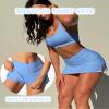 OZICERD Two Piece Tennis Skirt Sets for Women 2 Piece Mini Skirt Set Going Out Golf Skort Athletic Skirt Pickleball Outfit Blue M view 3