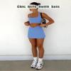 OZICERD Two Piece Tennis Skirt Sets for Women 2 Piece Mini Skirt Set Going Out Golf Skort Athletic Skirt Pickleball Outfit Blue M view 4
