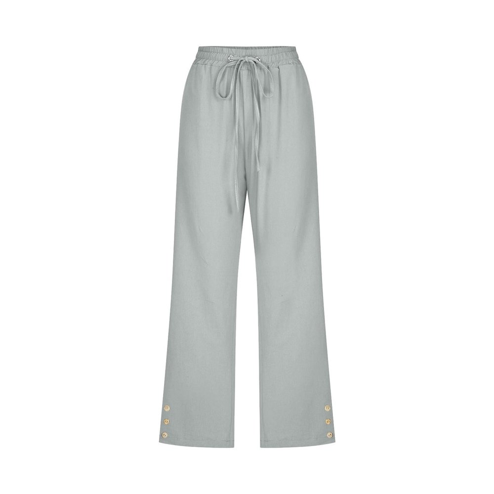 ABOUTYES Capris Pants for Women 2024 Summer Casual Stretch Cotton Linen Capri Pant Drawstring Cropped High Waisted Trousers