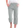 ABOUTYES Capris Pants for Women 2024 Summer Casual Stretch Cotton Linen Capri Pant Drawstring Cropped High Waisted Trousers view 4