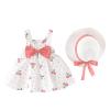 AMIMOJY Infrant Baby Girls Summer Dresses Sleeveless Princess Clothes Cherry Polka Dot Tank Skirt Bow Hat Outfit Set 2Pcs, 18-24 Months, Pink view 1