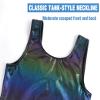 TENVDA Girls Leotards for Gymnastics Biketard Size 4t 5t Holographic Black Stretchy Sleeveless Tumbling Unitard view 3