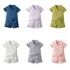 AMIMOJY Toddler Boys Summer Clothes Cotton Linen Solid Outfit Botton Tops Elastic Shorts Casual Shorts Set Baby Suit 2Pcs, 9-12 Months, Beige view 2