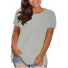 NineFit Basics blusas mujer Plus Size Women Summer Tops 2024 Trendy O-Neck Short Sleeve T-Shirts Blouses Loose Comfy Clothing Tunics Tee Shirts plus size tunics Gray, Small
