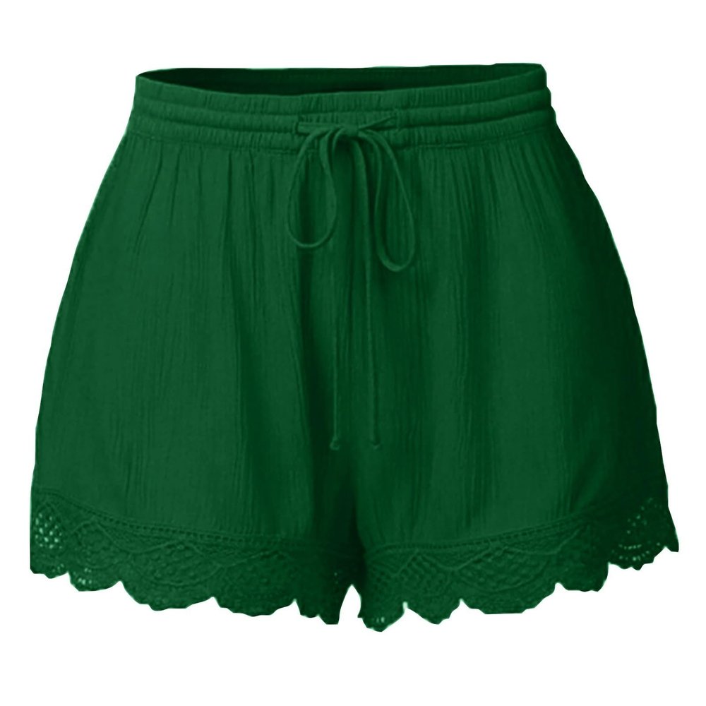 ABOUTYES Summer Shorts for Women 2024 Trendy Causal Loose Pleated High Waisted Shorts Beach Lace Lounge Short Pants Plus Size