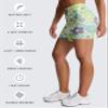 Aoxjox Trinity Workout Biker Shorts for Women Tummy Control High Waisted Exercise Athletic Gym Running Yoga Short 6" (Green Flower Print, Medium) view 4