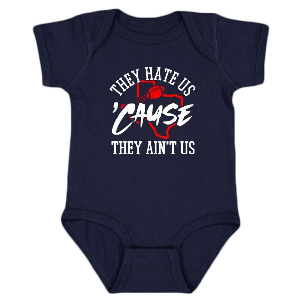 Xtreme Apparrel Houston - They Hate Us 'Cause They Ain't Us Kid's Bodysuit for Football Fans (Navy, 18M)