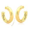 18K Gold Plated Twisted Rope Round Hoop Earrings in White Gold and Yellow Gold view 1