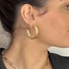 18K Gold Plated Twisted Rope Round Hoop Earrings in White Gold and Yellow Gold view 2