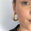 18K Gold Plated Twisted Rope Round Hoop Earrings in White Gold and Yellow Gold view 4