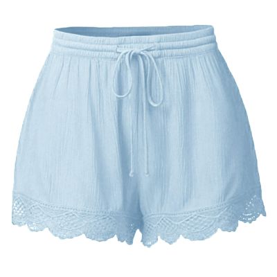 ABOUTYES Summer Shorts for Women 2024 Trendy Causal Loose Pleated High Waisted Shorts Beach Lace Lounge Short Pants Plus Size