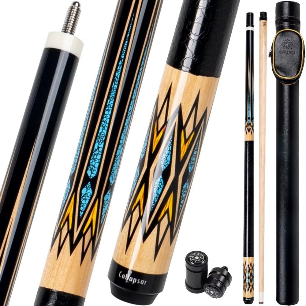 Collapsar CA Pool Stick with 1X1 Hard Case,58" Maple Professional Billiard Cue Stick,19-21 oz Pool Cue Set