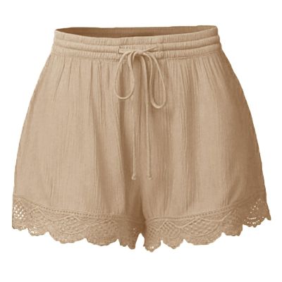 ABOUTYES Summer Shorts for Women 2024 Trendy Causal Loose Pleated High Waisted Shorts Beach Lace Lounge Short Pants Plus Size