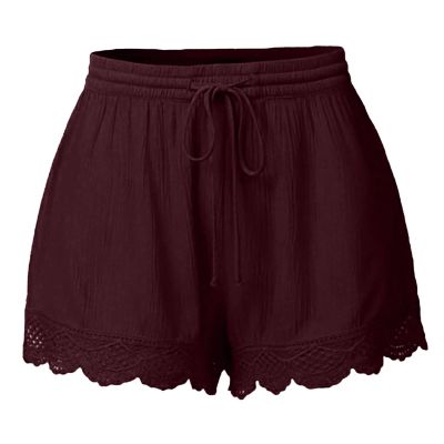 ABOUTYES Summer Shorts for Women 2024 Trendy Causal Loose Pleated High Waisted Shorts Beach Lace Lounge Short Pants Plus Size
