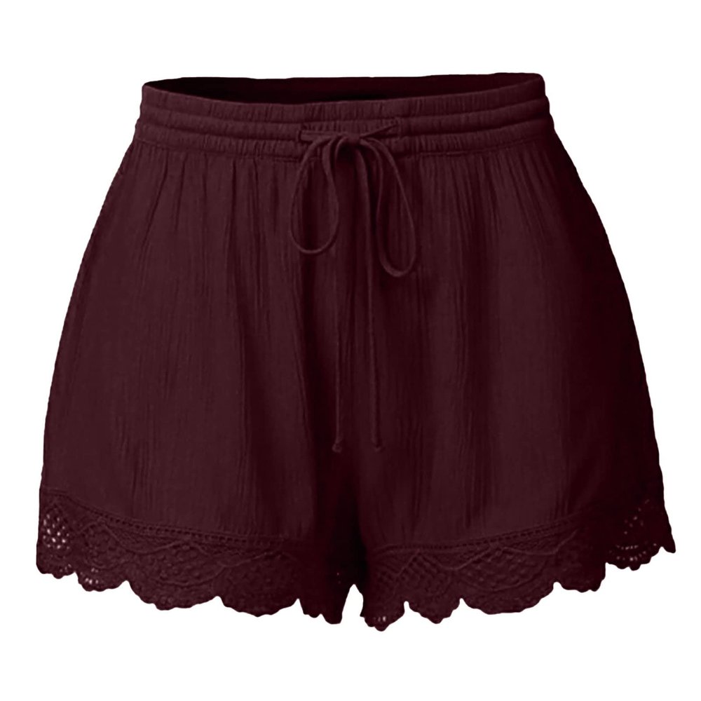 ABOUTYES Summer Shorts for Women 2024 Trendy Causal Loose Pleated High Waisted Shorts Beach Lace Lounge Short Pants Plus Size