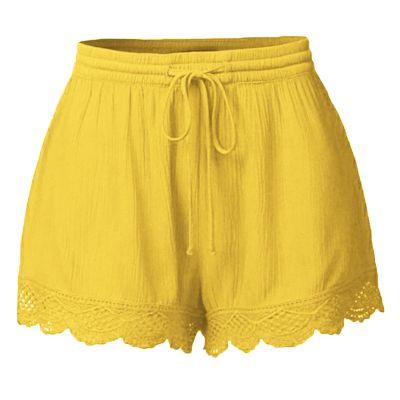 ABOUTYES Summer Shorts for Women 2024 Trendy Causal Loose Pleated High Waisted Shorts Beach Lace Lounge Short Pants Plus Size