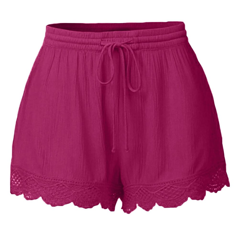 ABOUTYES Summer Shorts for Women 2024 Trendy Causal Loose Pleated High Waisted Shorts Beach Lace Lounge Short Pants Plus Size