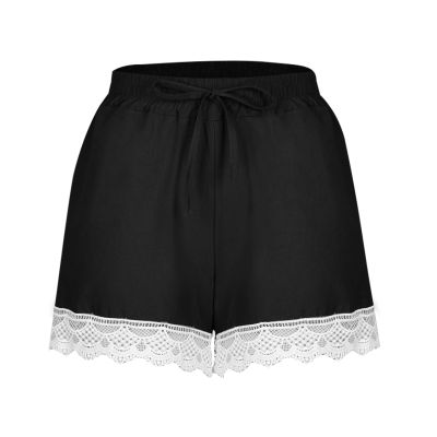 ABOUTYES Summer Shorts for Women 2024 Trendy Causal Loose Pleated High Waisted Shorts Beach Lace Lounge Short Pants Plus Size