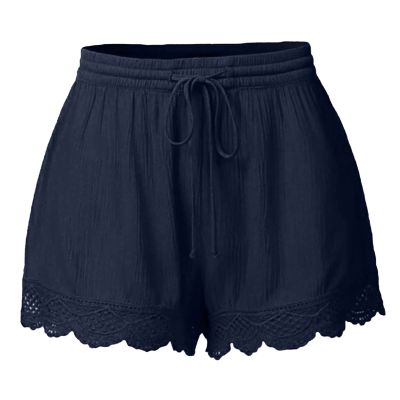 ABOUTYES Summer Shorts for Women 2024 Trendy Causal Loose Pleated High Waisted Shorts Beach Lace Lounge Short Pants Plus Size