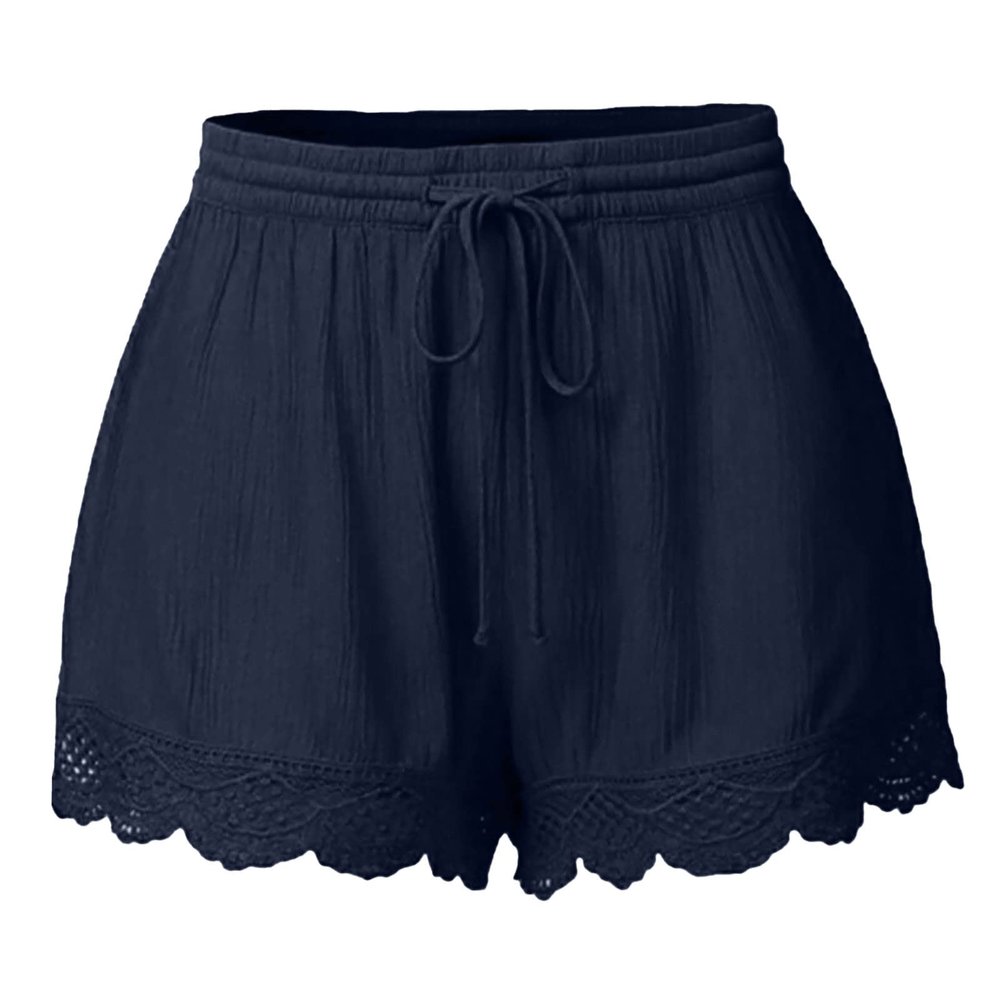 ABOUTYES Summer Shorts for Women 2024 Trendy Causal Loose Pleated High Waisted Shorts Beach Lace Lounge Short Pants Plus Size