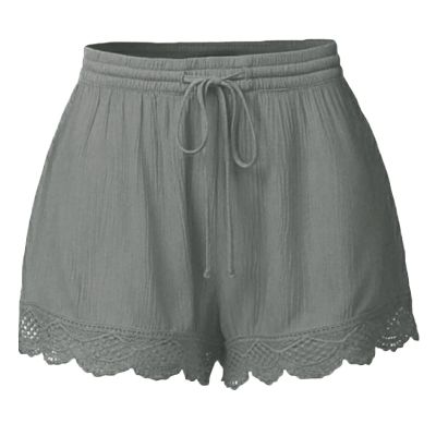 ABOUTYES Summer Shorts for Women 2024 Trendy Causal Loose Pleated High Waisted Shorts Beach Lace Lounge Short Pants Plus Size