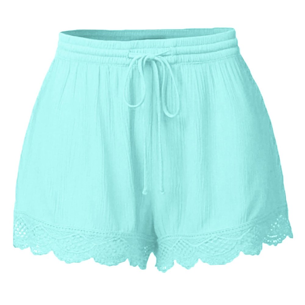 ABOUTYES Summer Shorts for Women 2024 Trendy Causal Loose Pleated High Waisted Shorts Beach Lace Lounge Short Pants Plus Size