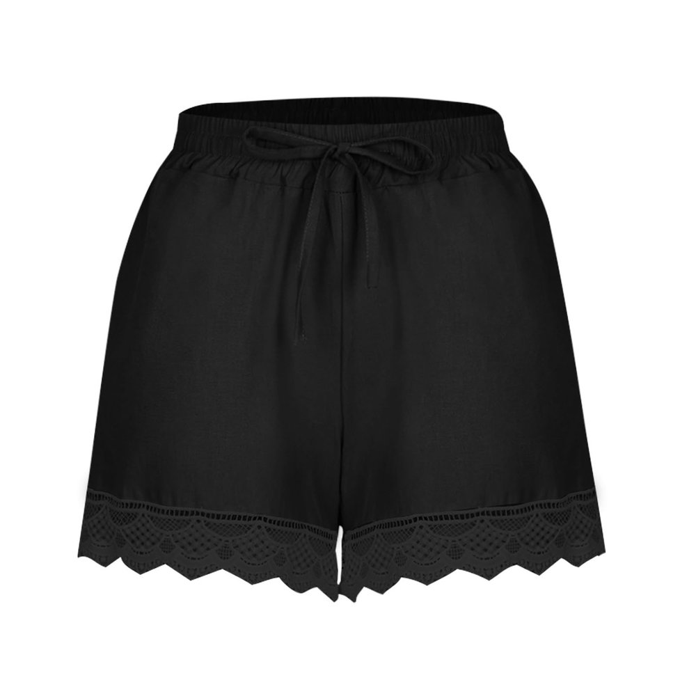 ABOUTYES Summer Shorts for Women 2024 Trendy Causal Loose Pleated High Waisted Shorts Beach Lace Lounge Short Pants Plus Size