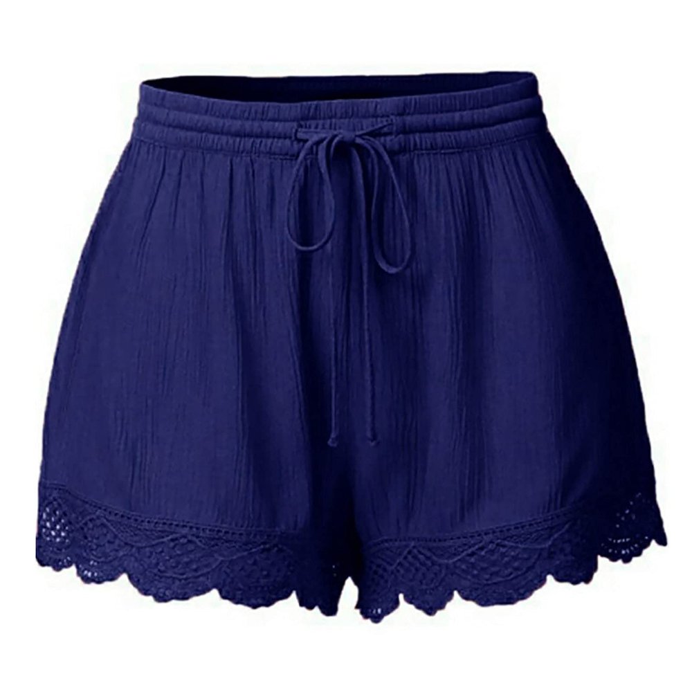 ABOUTYES Summer Shorts for Women 2024 Trendy Causal Loose Pleated High Waisted Shorts Beach Lace Lounge Short Pants Plus Size