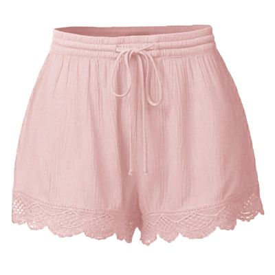 ABOUTYES Summer Shorts for Women 2024 Trendy Causal Loose Pleated High Waisted Shorts Beach Lace Lounge Short Pants Plus Size
