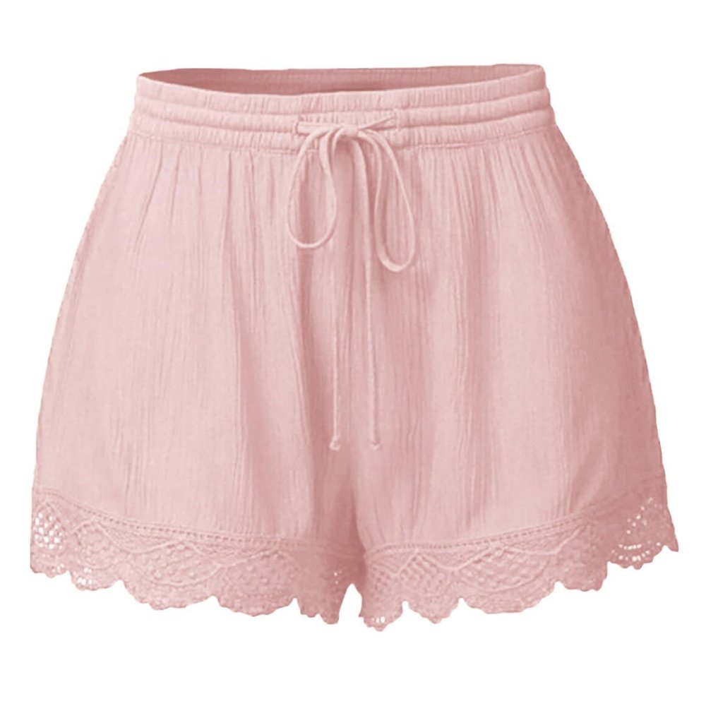 ABOUTYES Summer Shorts for Women 2024 Trendy Causal Loose Pleated High Waisted Shorts Beach Lace Lounge Short Pants Plus Size