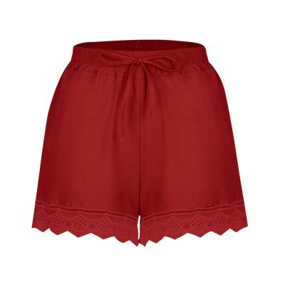 ABOUTYES Summer Shorts for Women 2024 Trendy Causal Loose Pleated High Waisted Shorts Beach Lace Lounge Short Pants Plus Size