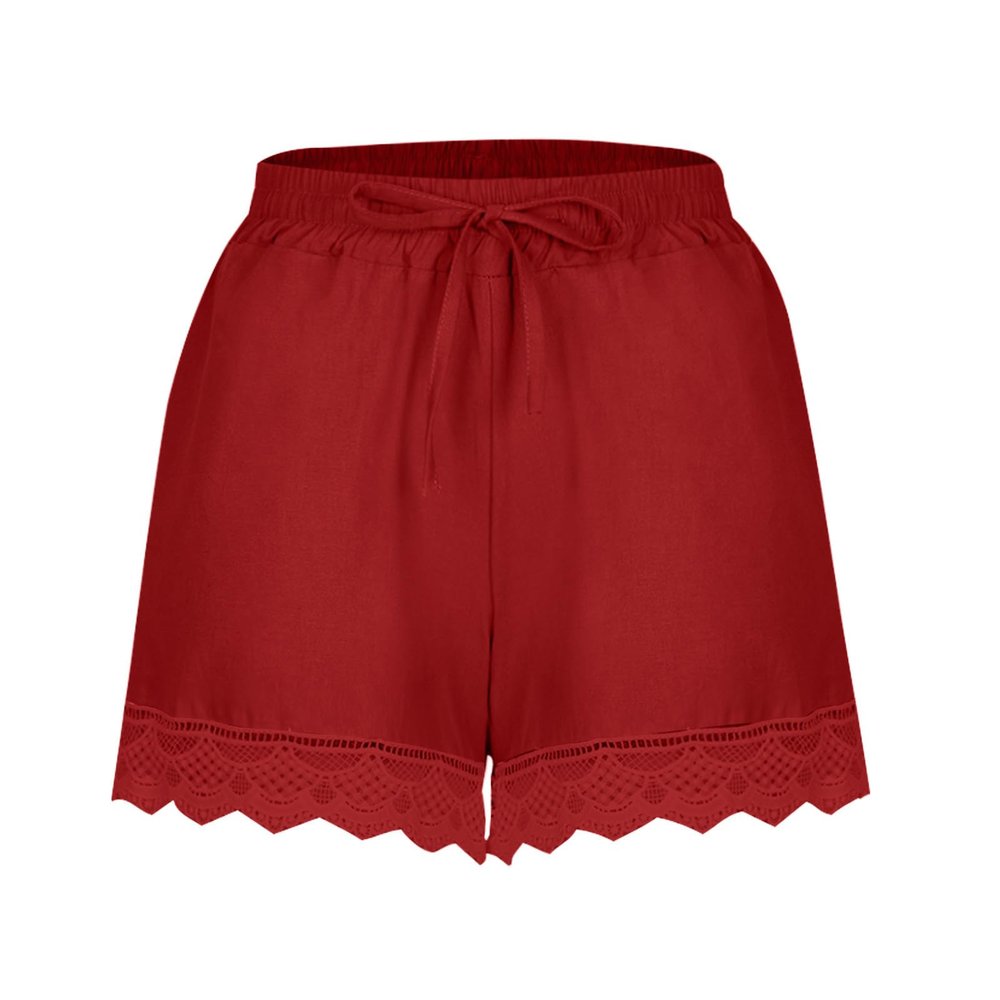 ABOUTYES Summer Shorts for Women 2024 Trendy Causal Loose Pleated High Waisted Shorts Beach Lace Lounge Short Pants Plus Size