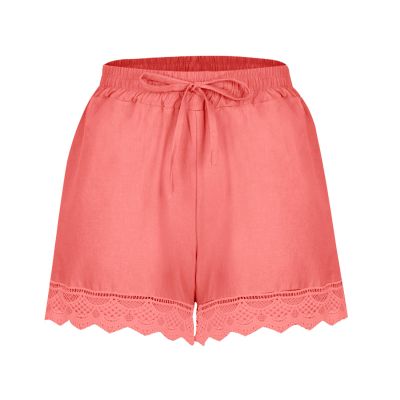 ABOUTYES Summer Shorts for Women 2024 Trendy Causal Loose Pleated High Waisted Shorts Beach Lace Lounge Short Pants Plus Size