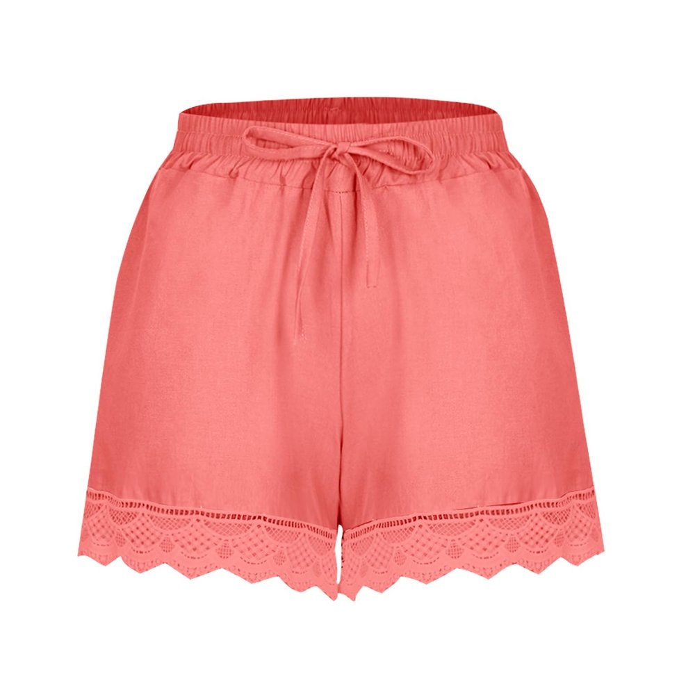 ABOUTYES Summer Shorts for Women 2024 Trendy Causal Loose Pleated High Waisted Shorts Beach Lace Lounge Short Pants Plus Size