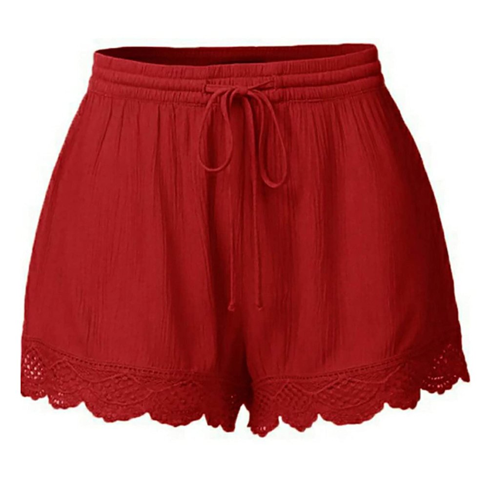 ABOUTYES Summer Shorts for Women 2024 Trendy Causal Loose Pleated High Waisted Shorts Beach Lace Lounge Short Pants Plus Size