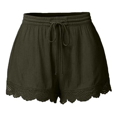 ABOUTYES Summer Shorts for Women 2024 Trendy Causal Loose Pleated High Waisted Shorts Beach Lace Lounge Short Pants Plus Size