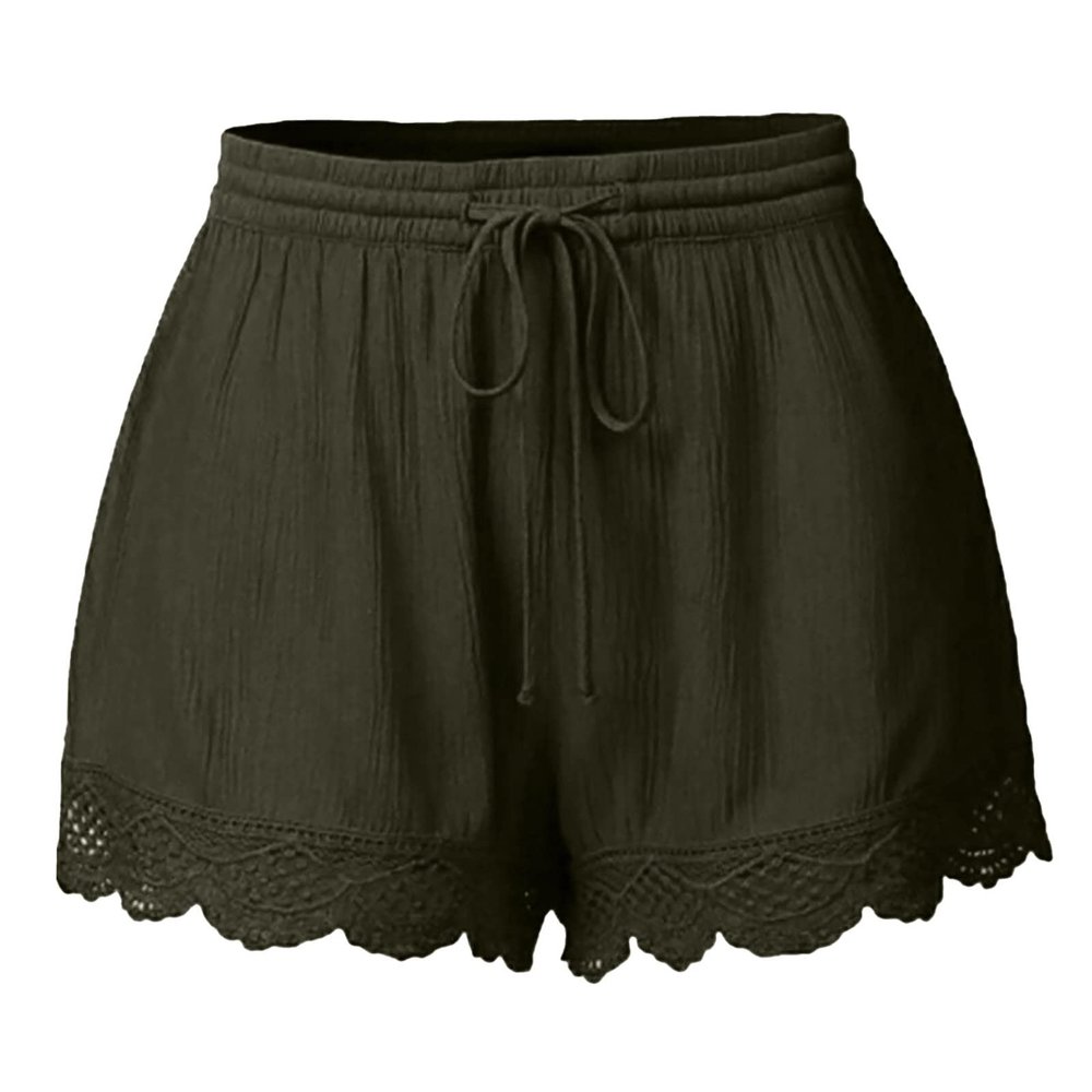 ABOUTYES Summer Shorts for Women 2024 Trendy Causal Loose Pleated High Waisted Shorts Beach Lace Lounge Short Pants Plus Size