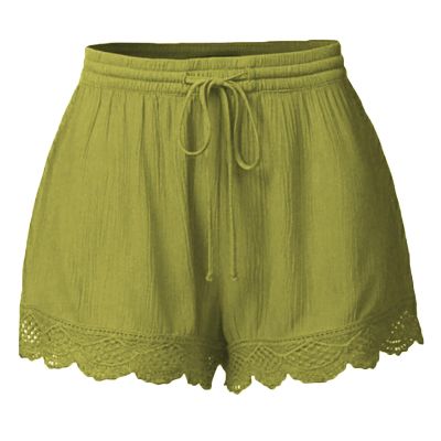 ABOUTYES Summer Shorts for Women 2024 Trendy Causal Loose Pleated High Waisted Shorts Beach Lace Lounge Short Pants Plus Size