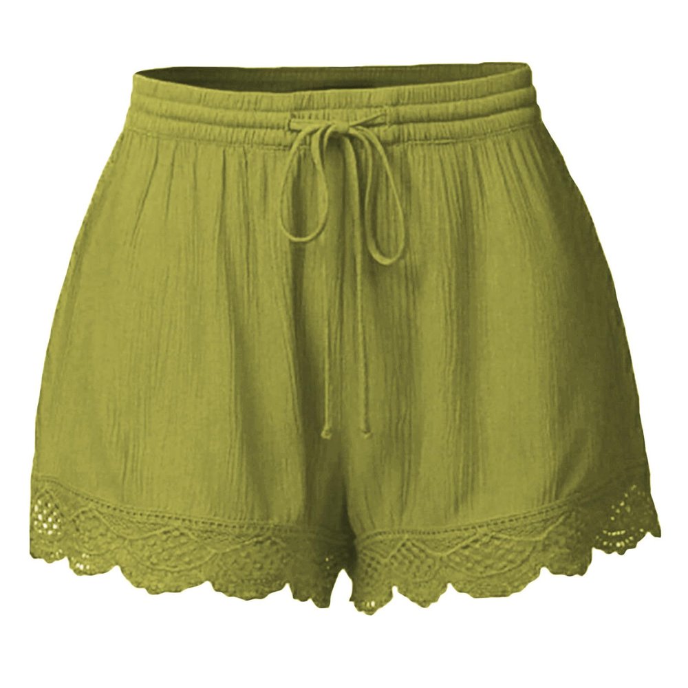 ABOUTYES Summer Shorts for Women 2024 Trendy Causal Loose Pleated High Waisted Shorts Beach Lace Lounge Short Pants Plus Size
