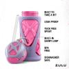 ZULU Torque 2 Pack 16oz Plastic Kids Water Bottle with Silicone Sleeve and Leak-Proof Locking Flip Lid, Soft Touch Carry Loop for School Backpack, Lunchbox, BPA-Free Dishwasher Safe, Pink view 2