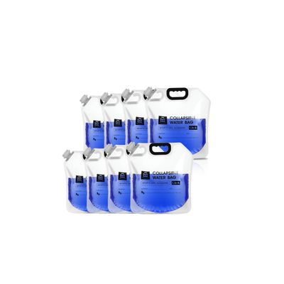 24/7 BAGS 8 Pack Collapsible Water Container Bag 1.3 Gallon/5 Liter, Heavy Duty with Carry Handles, Hikes, Trips, Weather Emergencies, and More, Foldable Water Bag
