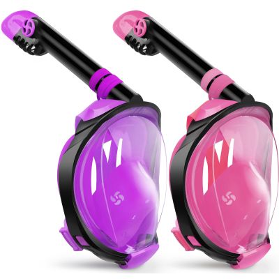 Greatever G2 Snorkeling Gear for Adults 2PCS, Full Face Snorkel Mask with Dry Top Snorkel,Anti-Leak & Anti-Fog Snorkel Mask Adult,Foldable Snorkeling Mask with Camera Mount mesh Bag