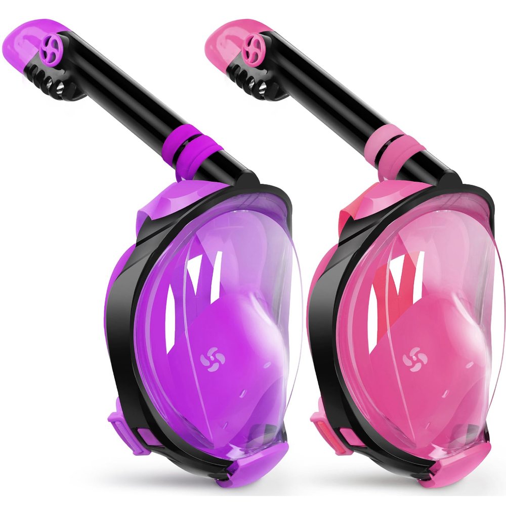 Greatever G2 Snorkeling Gear for Adults 2PCS, Full Face Snorkel Mask with Dry Top Snorkel,Anti-Leak & Anti-Fog Snorkel Mask Adult,Foldable Snorkeling Mask with Camera Mount mesh Bag
